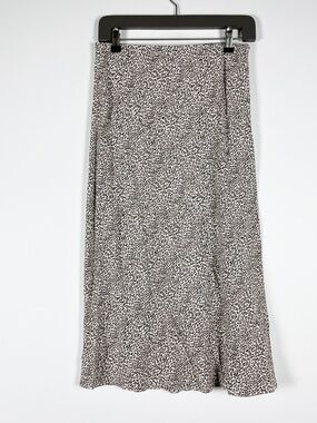 Jenni Kayne Cheetah Leopard Animal Print Pattern Pull On Slip Midi Skirt Small